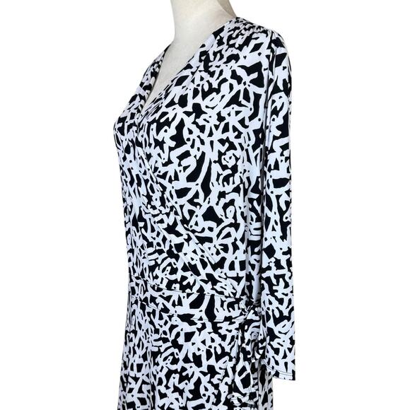 Lane Bryant NWT Black & White Print Jersey Knit Stretch Faux Wrap Maxi Dress - Picture 5 of 12